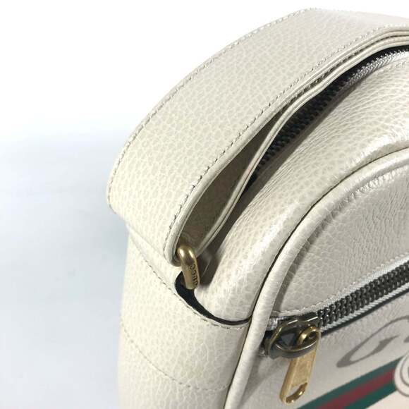 GUCCI Authentic White Leather Messenger Shoulder Bag - Picture 15 of 16
